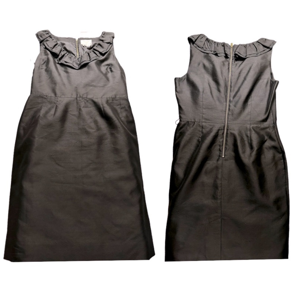 Kate Spade Ruffled Collar Black V-Neck Sleeveless Dress